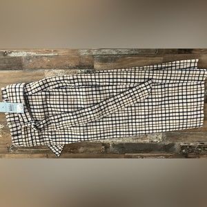 Nwt. Ann Taylor knee length pencil skirt. Size 0. Brown, white, blue.